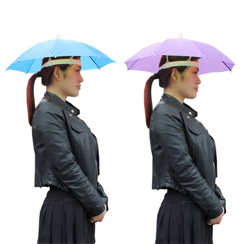 55/65cm Tragbare Outdoor Regenschirm Hut Kappe Klapp Frauen Männer Regenschirm Angeln Wandern Golf Strand Headwear Freisprecheinrichtung Regenschirm