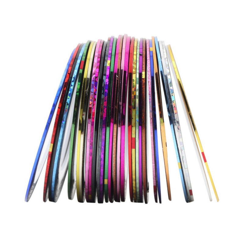 30 rolos de fita adesiva em cores misturadas, conjunto de decalques para decoração de unha 3d diy