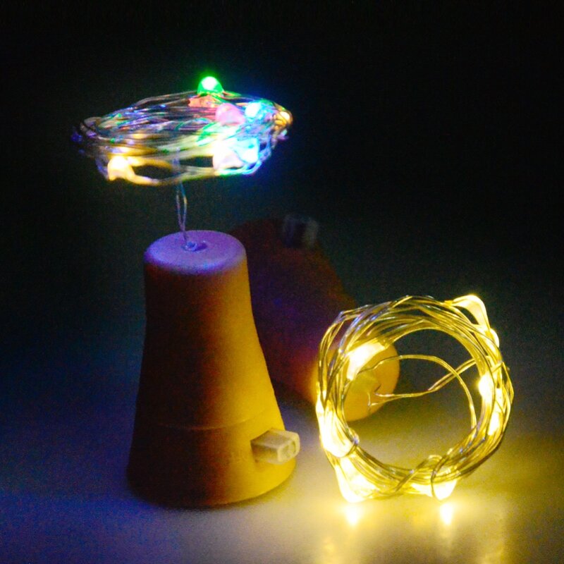 Lámpara Solar de corcho para botella de vino, luces nocturnas de hadas de alambre de cobre DIY, para decoración de bodas y fiestas de Navidad, 1M, 10LED