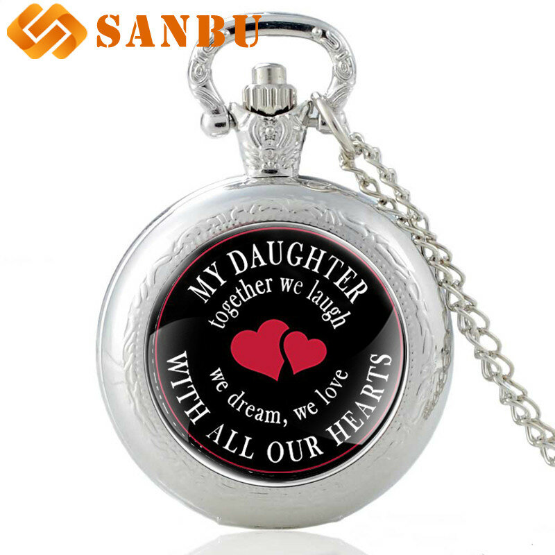 Модные кварцевые часы для дочери, винтажные бронзовые карманные часы, классические, с кулоном в виде члена семьи, ожерелье