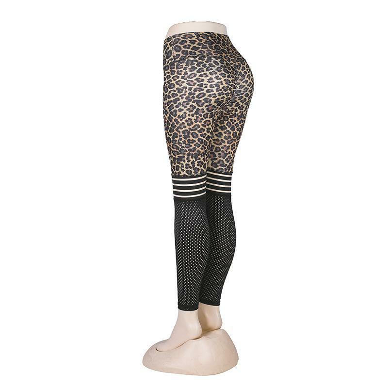 Las mujeres de alta elástico leopardo Fitness deporte Leggings pantalones Delgado corriendo ropa deportiva Pantalones deportivos pantalones ropa