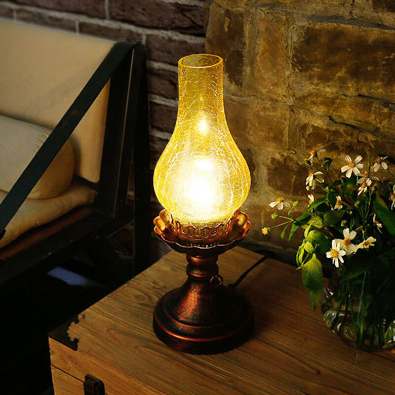 Retro Desk Lamp Kerosene Light Table Lamp Vintage Industrial glass Bedside Night Light For Living Room Bedroom Decoration
