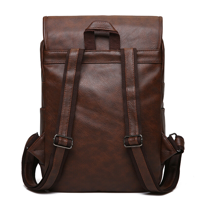 Винтажный рюкзак для ноутбука, мужской рюкзак высокого качества, водонепроницаемый рюкзак из искусственной кожи, Мужская модная сумка, пов...