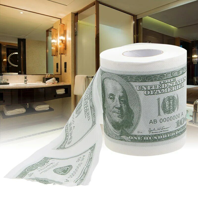 1 قطعة مضحك مائة الدولار بيل مناديل حمام ورقة المال لفة $100 رواية هدية