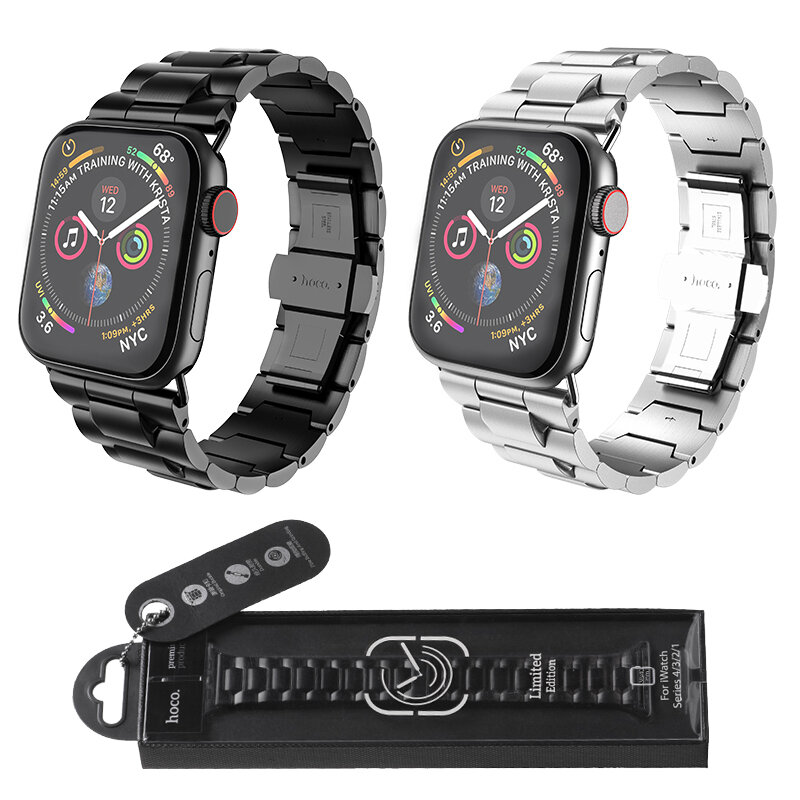 HOCOสแตนเลสสตีลสำหรับApple Watch Series 6 5 4 3 2 1โลหะBuckleสร้อยข้อมือสำหรับIWatch SE 42/44/38/40มม.