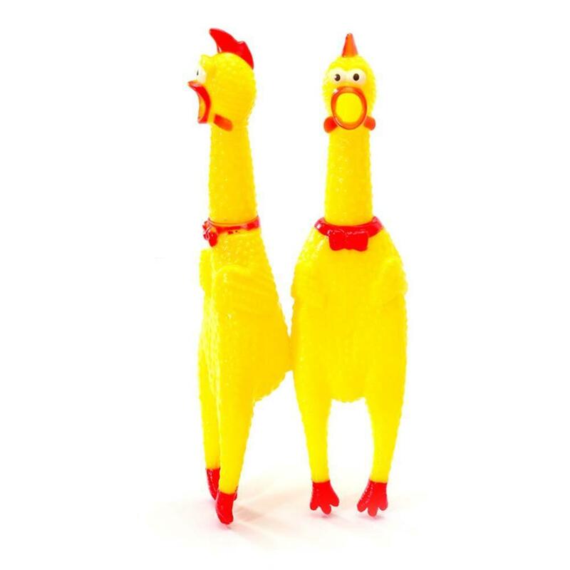 Yellow Rubber Pet Dog Puppy Toy Squawking Screaming Shrilling Rubber Chicken