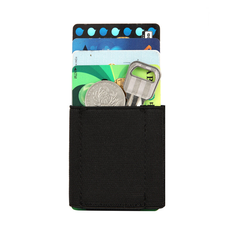 Carteira de bolso frontal minimalista magro para homem e mulher titular do cartão de crédito elástico hold 4-15 cartões com dinheiro escondido e bolso chave
