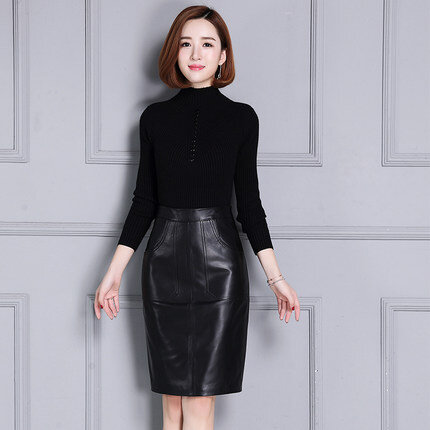 Tao Ting Li Na – jupe longue en cuir, taille haute, portefeuille, K99