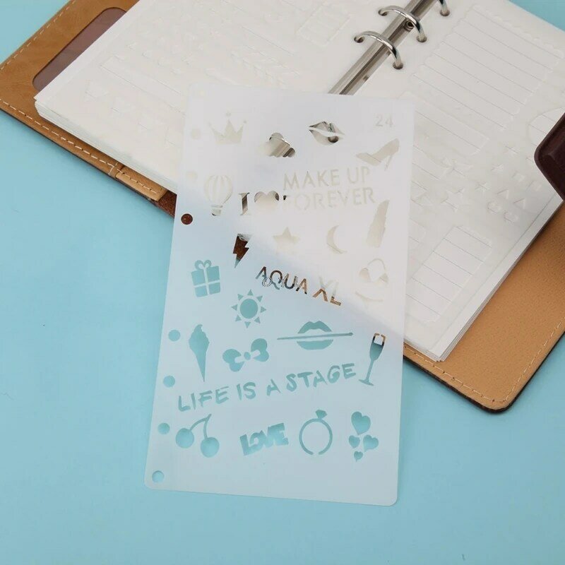 دفتر يوميات A6 ، استنسل بلاستيكي ، مخطط يدوي الصنع ، قالب رسم ، مذكرات مزخرفة