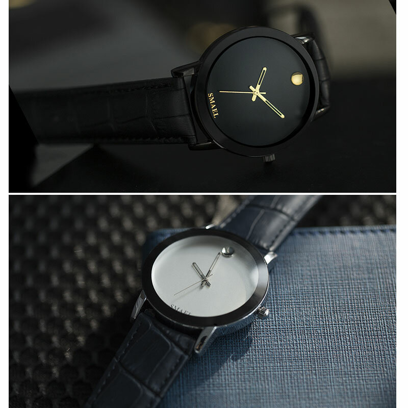 SMAEL-Reloj de pulsera deportivo de cuarzo para hombre, cronógrafo Digital, resistente al agua, sencillo, negro, con gran Dial, automático