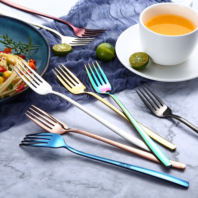 Cuillères à mélanger en acier inoxydable 304 de Style coréen, fourchettes, service de vaisselle, couverts colorés, cuillère à glace créative, accessoires de cuisine