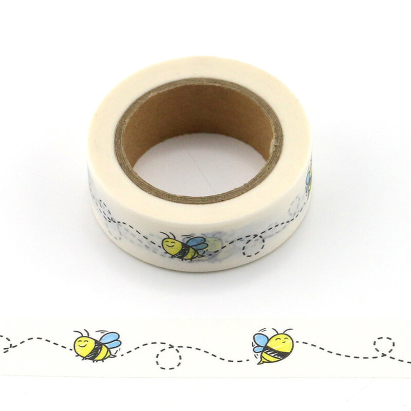 1 Roll Lucu Dekoratif Lebah Washi Tape DIY Scrapbooking Masking Hewan Tape Sekolah Kantor Pasokan