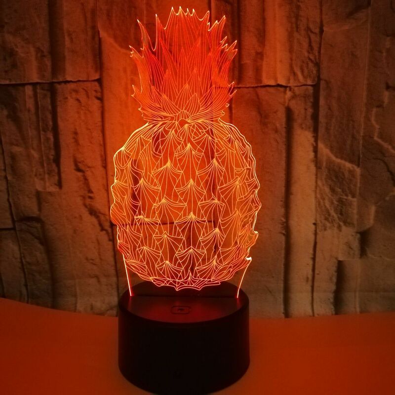 Abacaxi fruta 3d lâmpada led visual ilusão óptica colorida luz da noite para o bebê dormir quarto decoração crianças presente