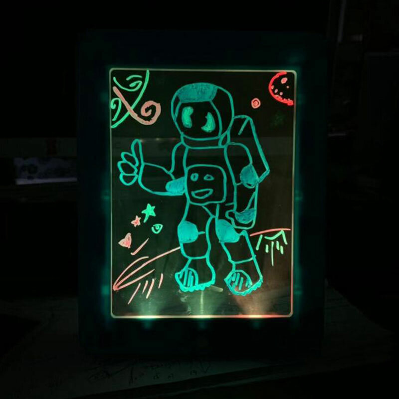 لوحة رسم سحرية ثلاثية الأبعاد لوحة كتابة LED للبلاستيك لوحة سحرية فنية إبداعية مع فرشاة قلم هدية حافظة للأطفال