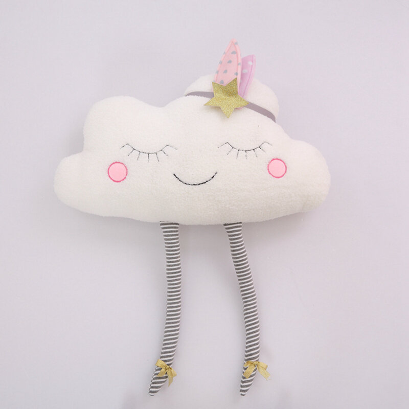 Bonito sorriso nuvens almofadas de pelúcia estilo nórdico recheado brinquedos de pelúcia macio almofada sofá travesseiro casa quarto decoração presentes para a menina