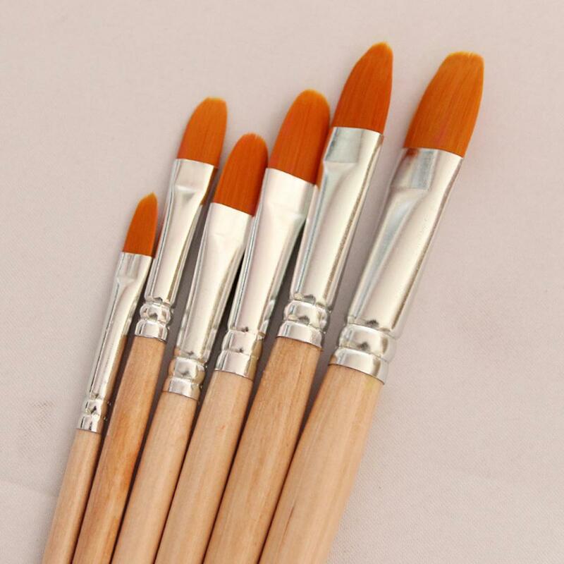 Paint Tool  6PCS Oil Paint Brush Different Size Nylon Hair Brushes For Colorful Water Painting  R20