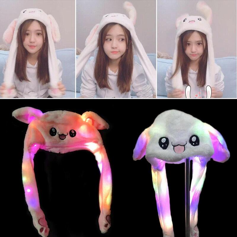 Moving Cute Shine Plush Rabbit Ears Hat Children Adult Unisex Winter Cap Funny Toys for Children Or Girl