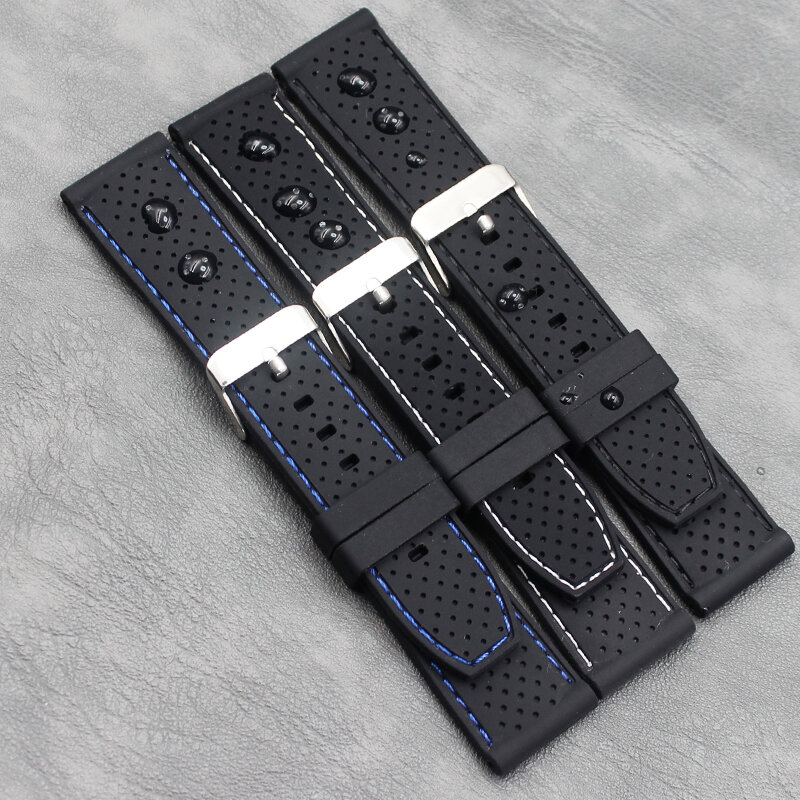Bracelet de sport en résine de silicone imperméable pour hommes et femmes, accessoires de montre, 22mm