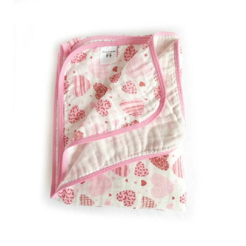 Manta 100% de algodón para bebé recién nacido, manta de cama supercómoda de doble capa, 100x150cm, manta de muselina para bebé