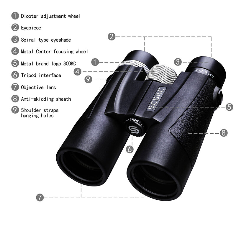 Scokc-双眼鏡10x 42,8x42,高出力ミリタリーhd望遠鏡,プロの屋外狩猟用