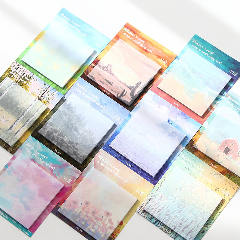 1Pc Zuid-korea Briefpapier Creatieve Olieverfschilderij Eenvoudige Kleur Tearable Bericht Notitieboek Student Herhaaldelijk Geplaatst Notitie