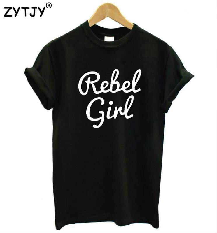 T-shirt en coton pour femmes, avec lettres imprimées de Rebel Girl, humoristique pour Hipster Tumblr