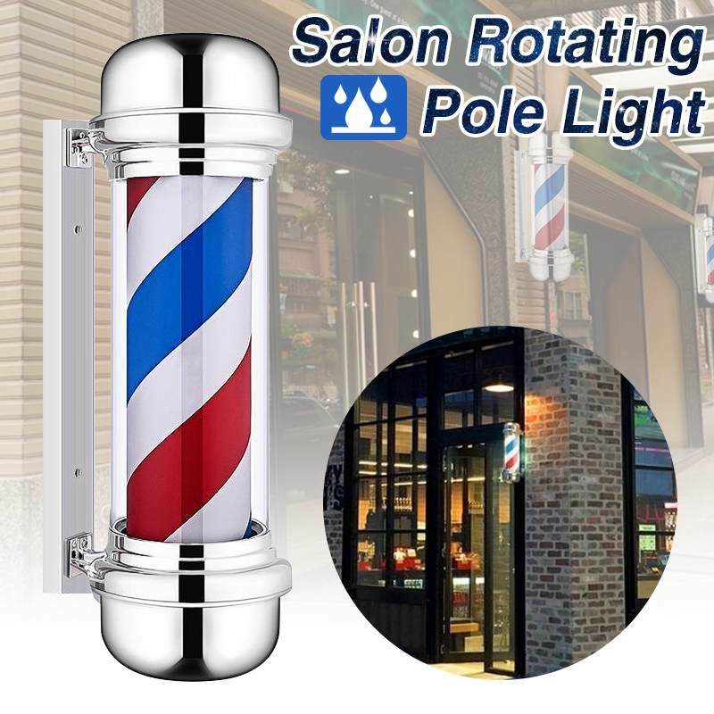 Iluminación giratoria para poste de barbería, luces LED descendentes para colgar en la pared, rayas rojas, blancas y azules, 55cm/75cm