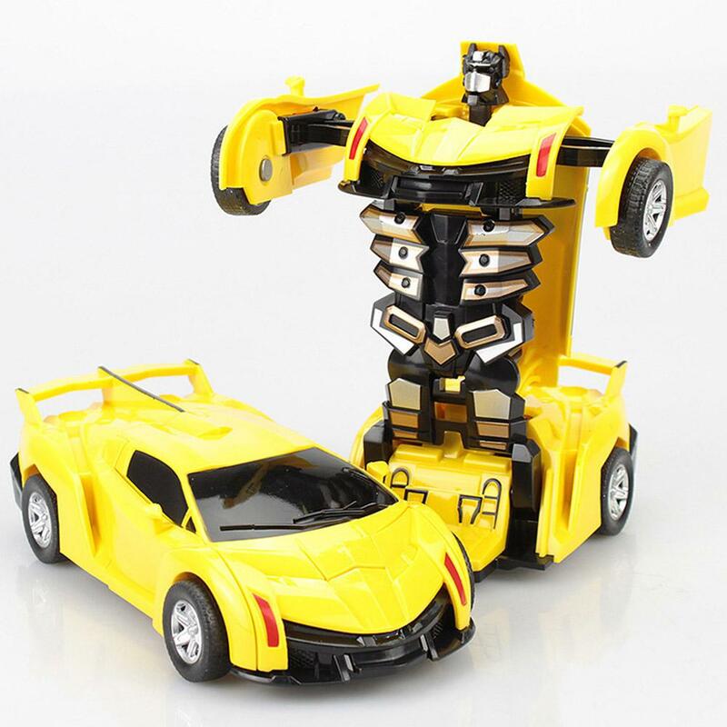 Rctown mini transformação carro robô brinquedos dos desenhos animados deformação acidente pk carro inercial transformação robôs brinquedos para crianças zk25
