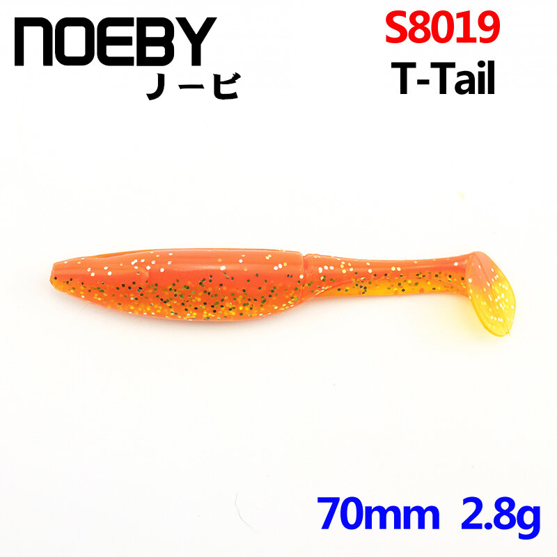 NOEBY – lot d'appâts souples en Silicone pour la pêche, set de leurres pour attraper des poissons gras, fabriqués à la main, queue en T, 70mm, 2.8g, 6 pièces