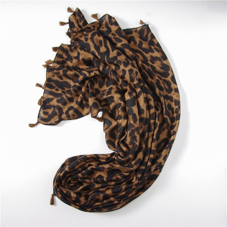 Novo cachecol feminino com estampa de leopardo, cachecol grande e sexy com quatro lados da moda para primavera de 2018