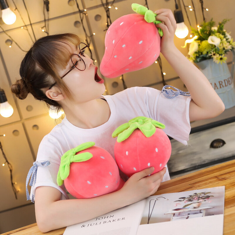 22cm Simulation Strawberry Pillow Super Soft Stuffed Fruit Cushion Plush Toy Home Decor Kids Cute Gifts