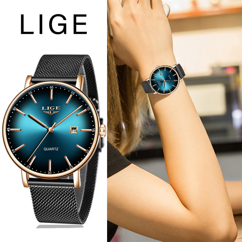 2019 montre femmes Simple mode LIGE Top marque Quartz montre de luxe créatif étanche Date décontracté dames montre Relogio Feminino
