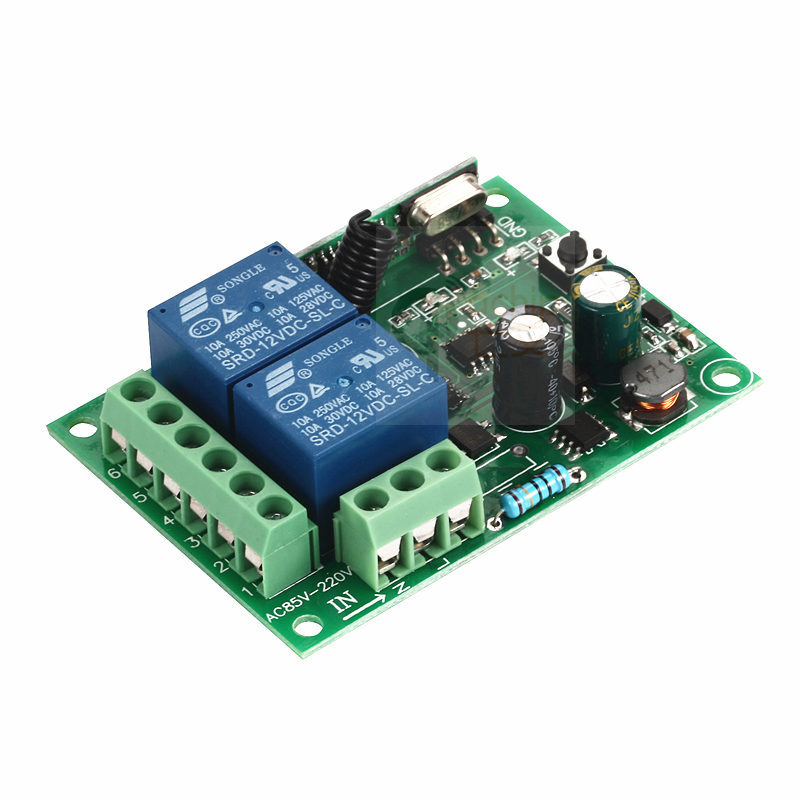 Controle remoto universal sem fio, interruptor ac 85v ~ 433 v 250v 110v 2ch módulo de receptor e controle remoto rf 220 mhz