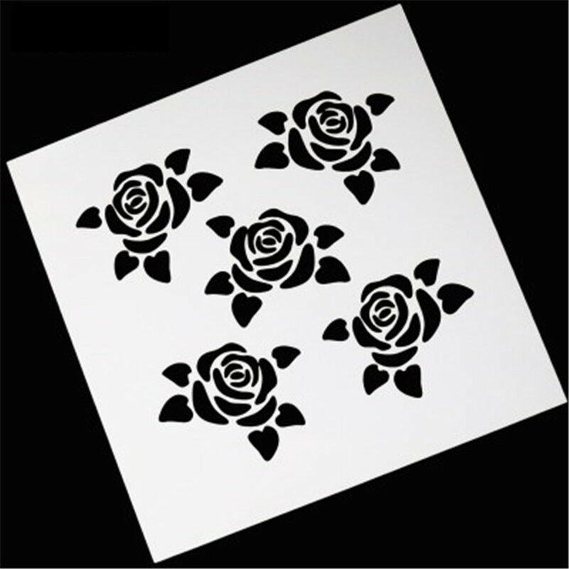 Five roses mold shield DIY cake scrapbook stencils hollow Embellishments printing lace ruler Valentine's Day