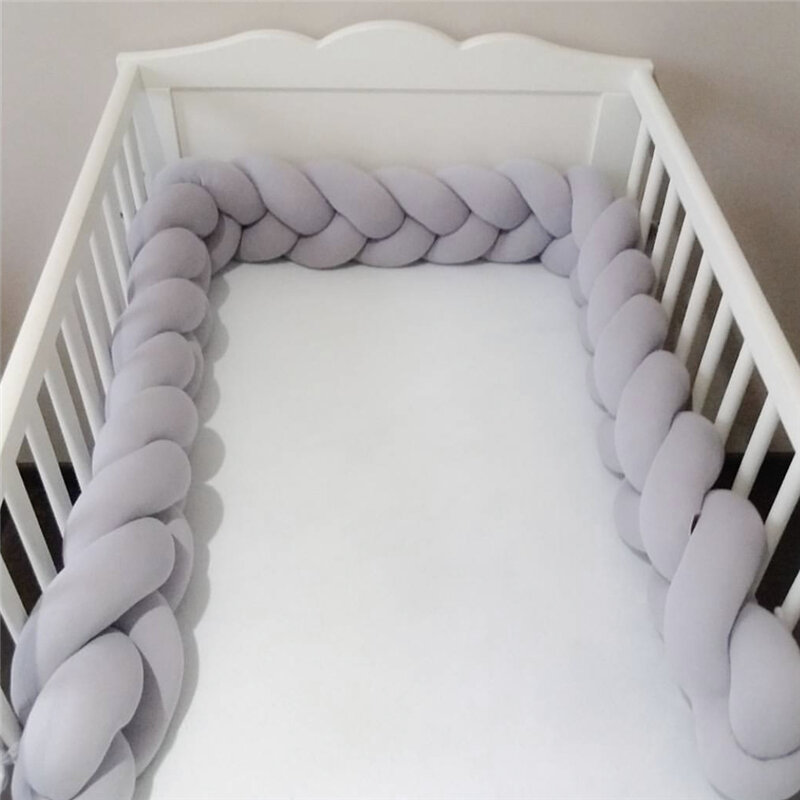 Protector de cuna de bebé de felpa anudado a mano, 1M/2M/3M/4M, largo, nudo, almohada, decoración de habitación