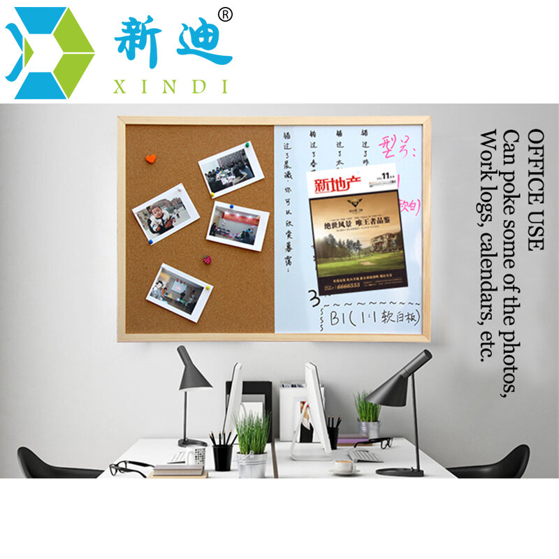 Xundi-tablero de corcho para mensajes, marco de madera, pizarra blanca de dibujo, combinación de 30x40cm, marcador magnético para anuncios, envío gratis