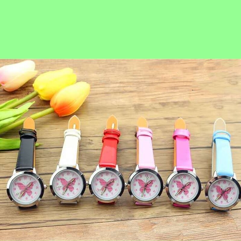 子供のための明るい色の蝶のクォーツ時計,ファッションブランド,男の子と女の子のためのかわいい時計,子供の日ギフト,2021