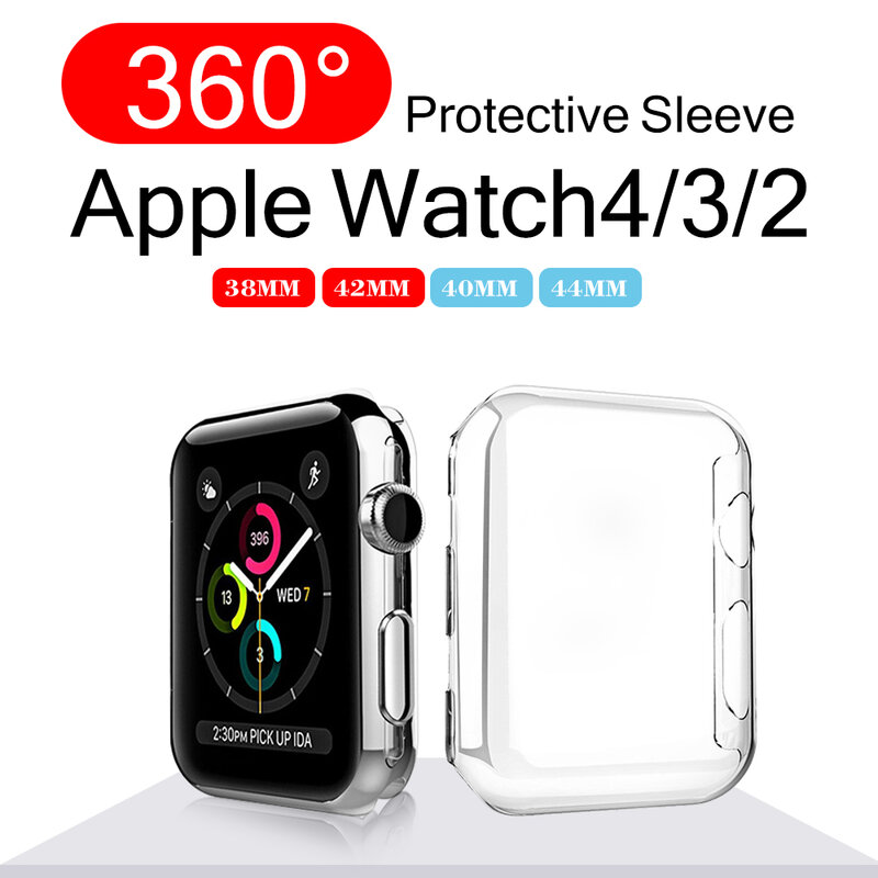 Futerał ochronny do zegarka Apple Watch 6 SE 5 4 3 2 1 40MM 44MM 360 przezroczyste etui TPU etui na cały telefon dla Iwatch 5 4 3 2 1 38MM 42MM