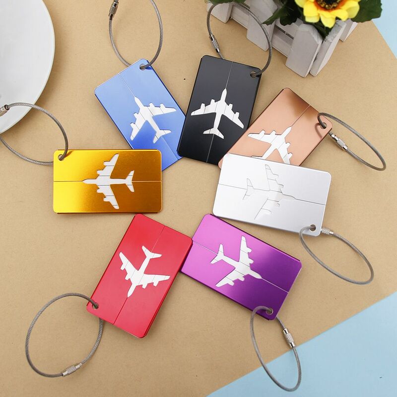 Étiquettes de bagages en aluminium, accessoires de voyage créatifs, porte-adresse d'identification de valise, étiquette Portable pour bagages