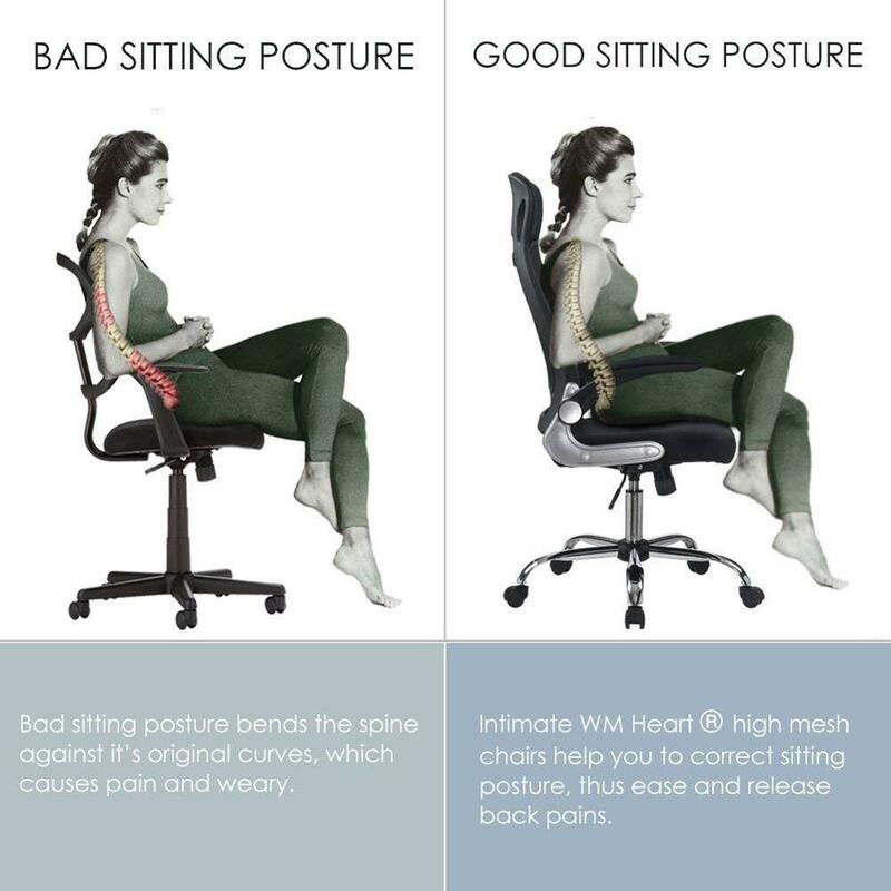 Office Chair Black Ergonomic Swivel Mesh Task Chair High Back Padded Desk Chair With Foldable Armrest Head Support Adjustable