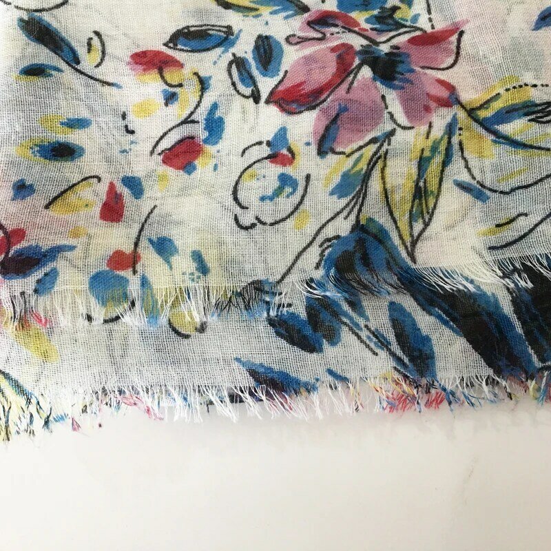 Écharpe longue pampille en Polyester | Nouvelle mode printemps femmes, foulard à fleurs, écharpe et écharpe de plage en été, 2019*80cm