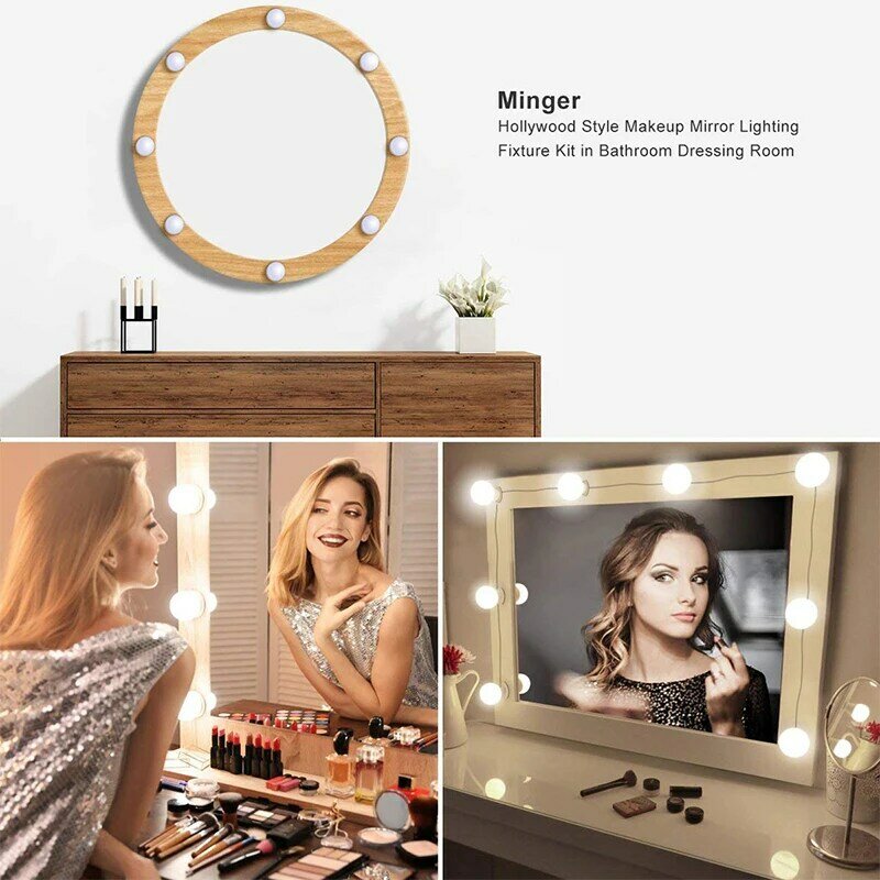 Toaletka żarówki USB zestaw żarówek LED do makijażu lampa ścienna do toaletka Hollywood lustro kosmetyczne światło kosmetyczne