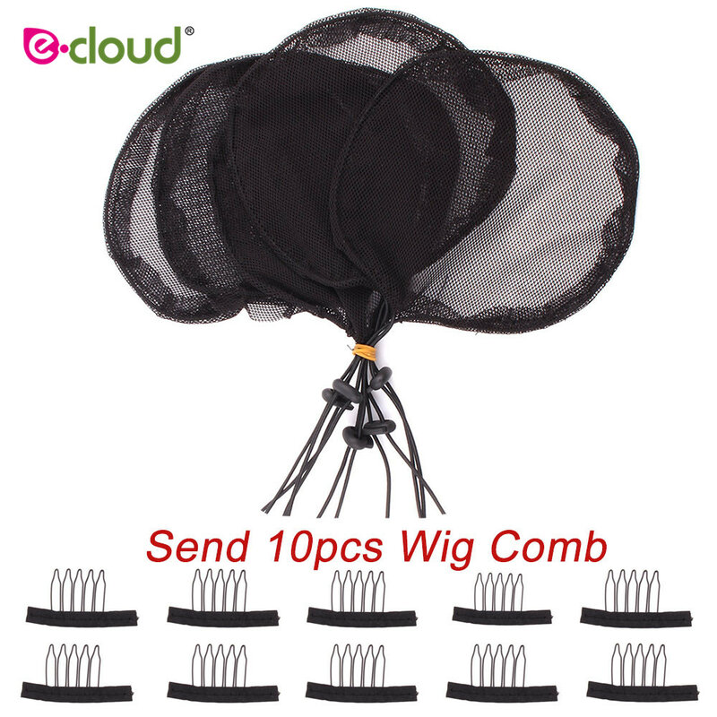 5pcs/bag Hot Quality Hair Net For Making Ponytail With Adjustable Strap on the Back Weaving Cap Glueless Wig Caps Hairnets
