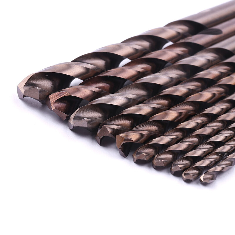 Brocas helicoidales de cobalto HSS, herramienta de perforación Imperial para acero, M35, 1/8 ''a 21/64'', 10 piezas