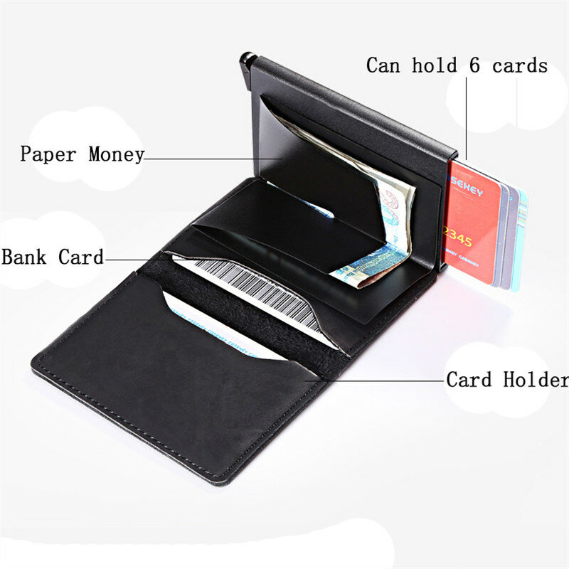 ZOVYVOL – porte-carte de crédit en cuir PU, boîte unique en métal, étui pour cartes de crédit, portefeuilles RFID Vintage pour femmes et hommes, 2019