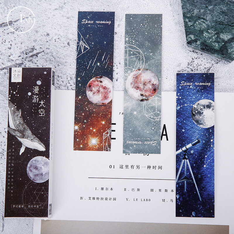 30ชิ้น/กล่อง Dream Space Constellation กระดาษ Bookmark เครื่องเขียนที่คั่นหนังสือผู้ถือข้อความโรงเรียน Papelaria