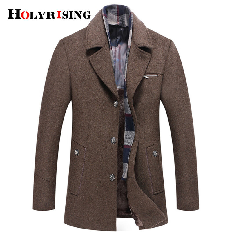 Holyrising-abrigo grueso de lana para hombre, chaqueta de talla M-6XL, para invierno, 4 colores, 18438-5