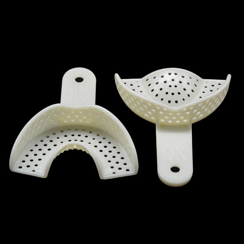 10 pçs/pçs/set dental impressão bandejas de plástico sem bandeja de malha dental cuidados com os dentes suporte materiais odontológicos fornecimento para ferramentas orais