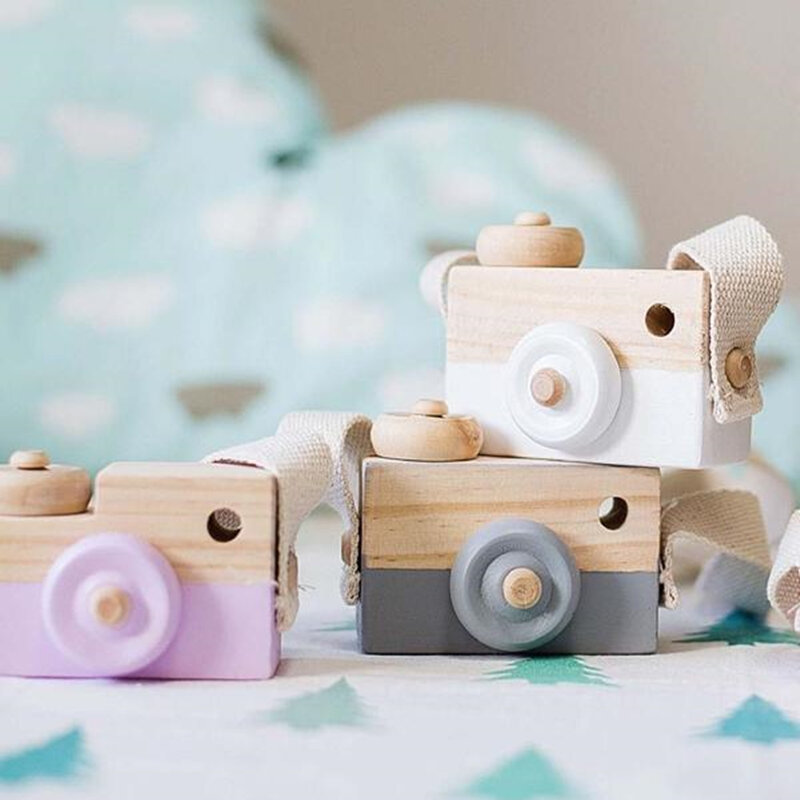 かわいい木製カメラおもちゃ vitoki 飾り子供のための服アクセサリーブルーピンクホワイトミントグリーン紫色のクリスマスギフト
