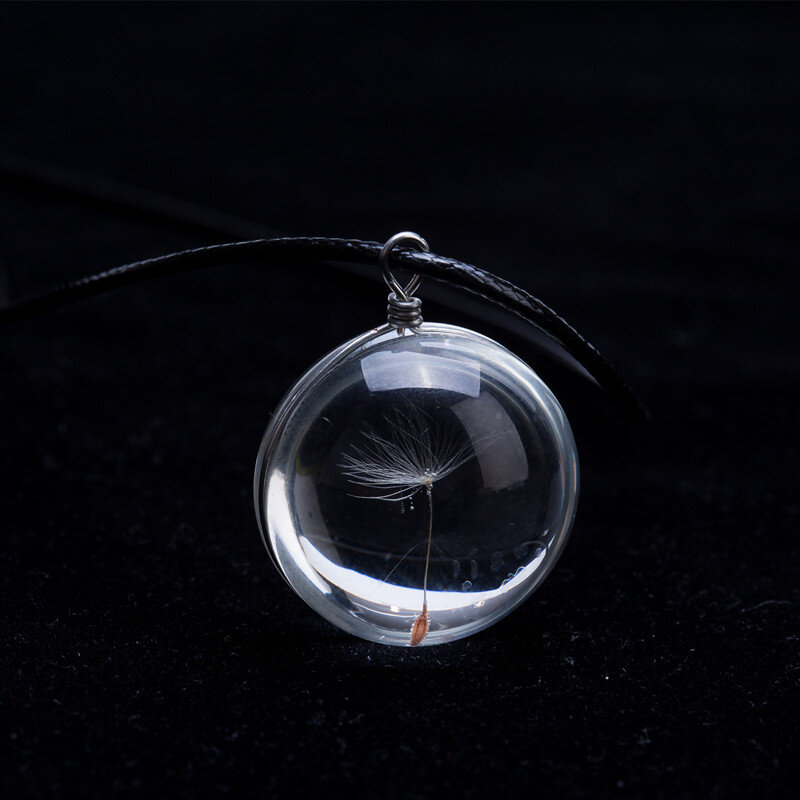 2016 colar de cristal de vidro com pingente, bola de cristal, corrente de couro de tira longa, para mulheres, presente de joias, venda imperdível